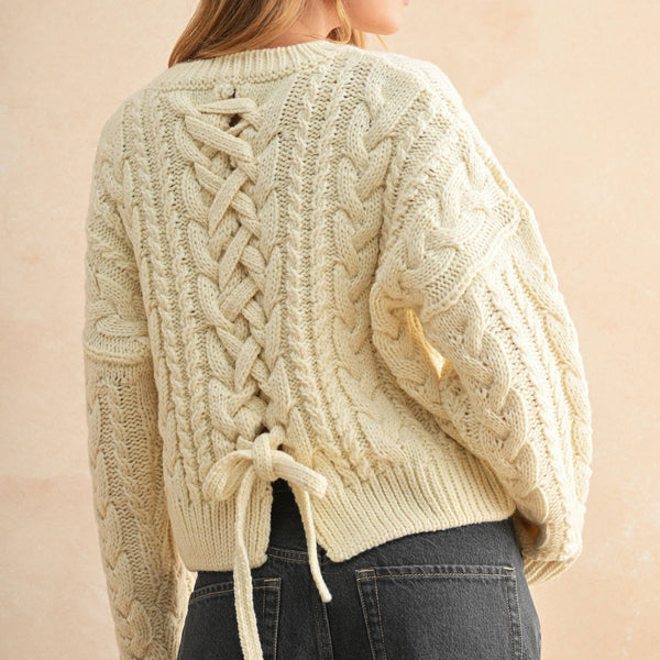 Braid On Back Cable Sweater