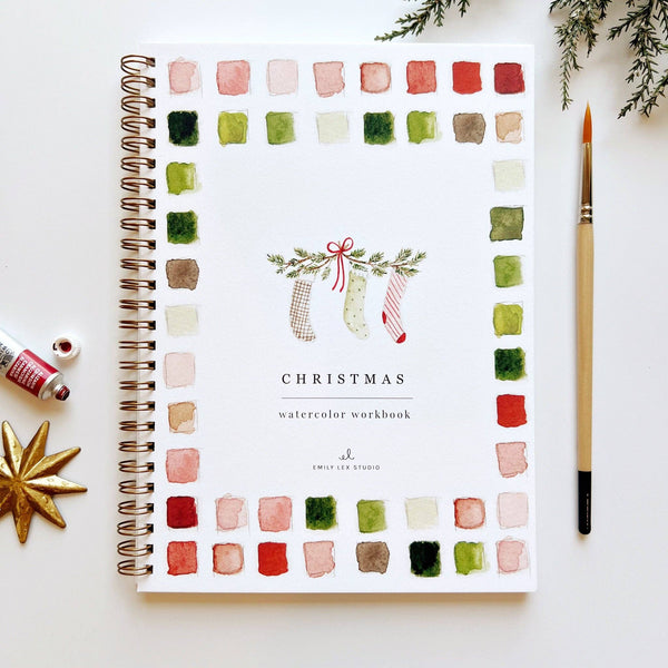 Christmas watercolor workbook by Emily Lex studio