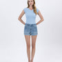 High Rise Double Cuffed Denim Shorts- Lovervet