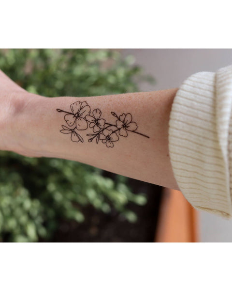 Black ink temporary Cherry Blossom tattoo- SLATE Boutique & Gifts