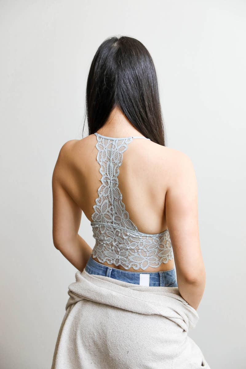 Leto Accessories - 🌺 Floral Lace Racerback Bralette – Perfectly Padded!