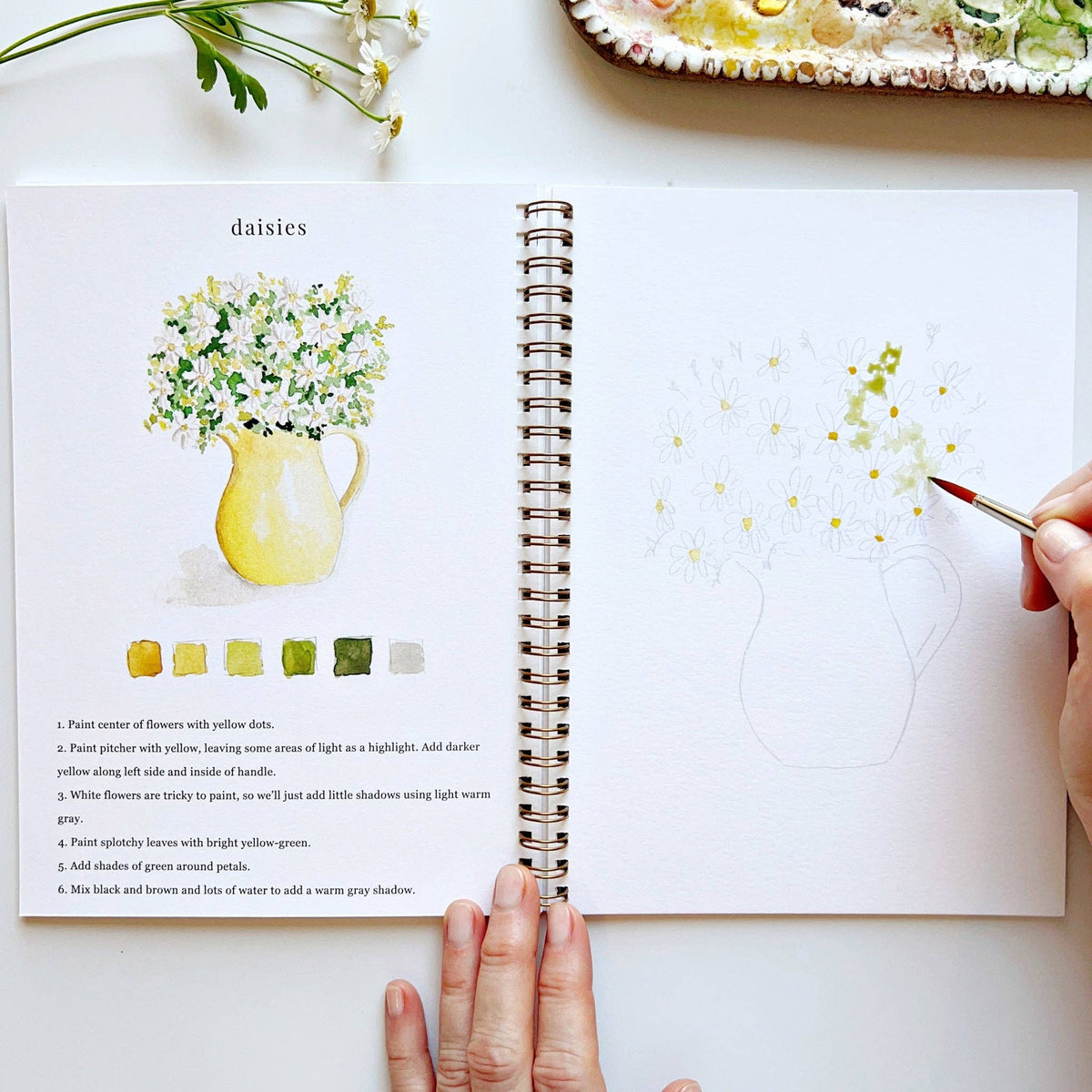 Flowers watercolor workbook by Emily lex studio