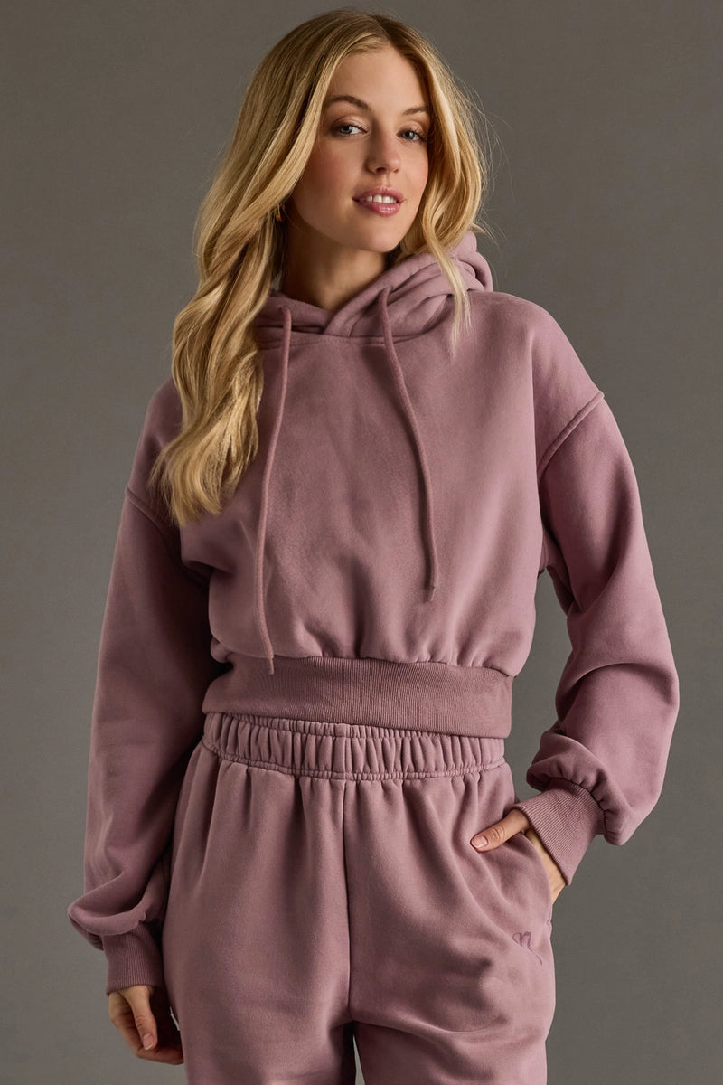 Dusty Purple Panache Cropped Hooded Sweatshirt