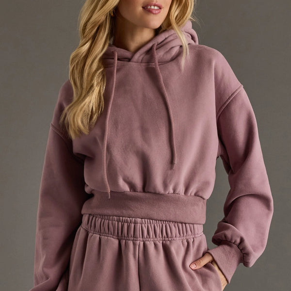 Dusty Purple Panache Cropped Hooded Sweatshirt