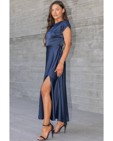 Cara Satin Twist Back Midi Dress