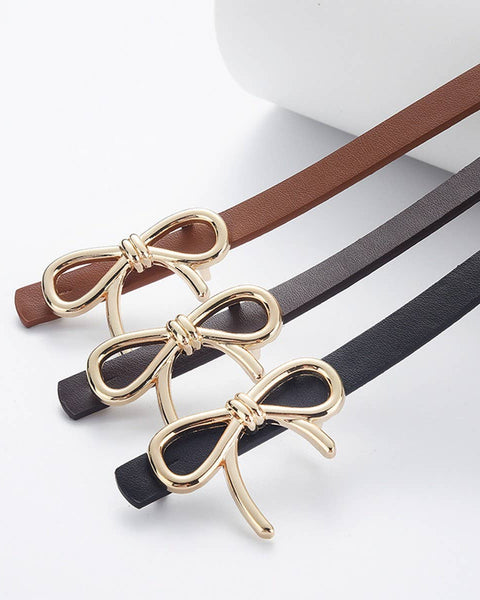 Bowtie PU Leather Skinny Belt