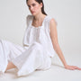 Eyelet Trim Detailed Sleeveless Top