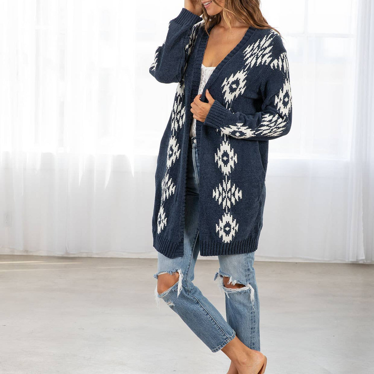 Beautiful Southwestern Open Front Cardigan