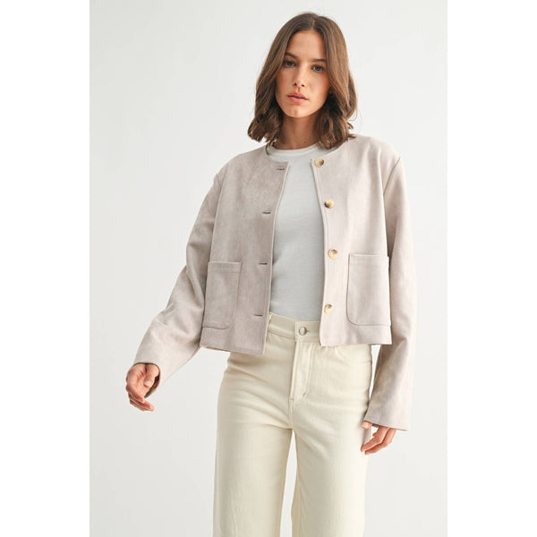 Suede Button Down Jacket