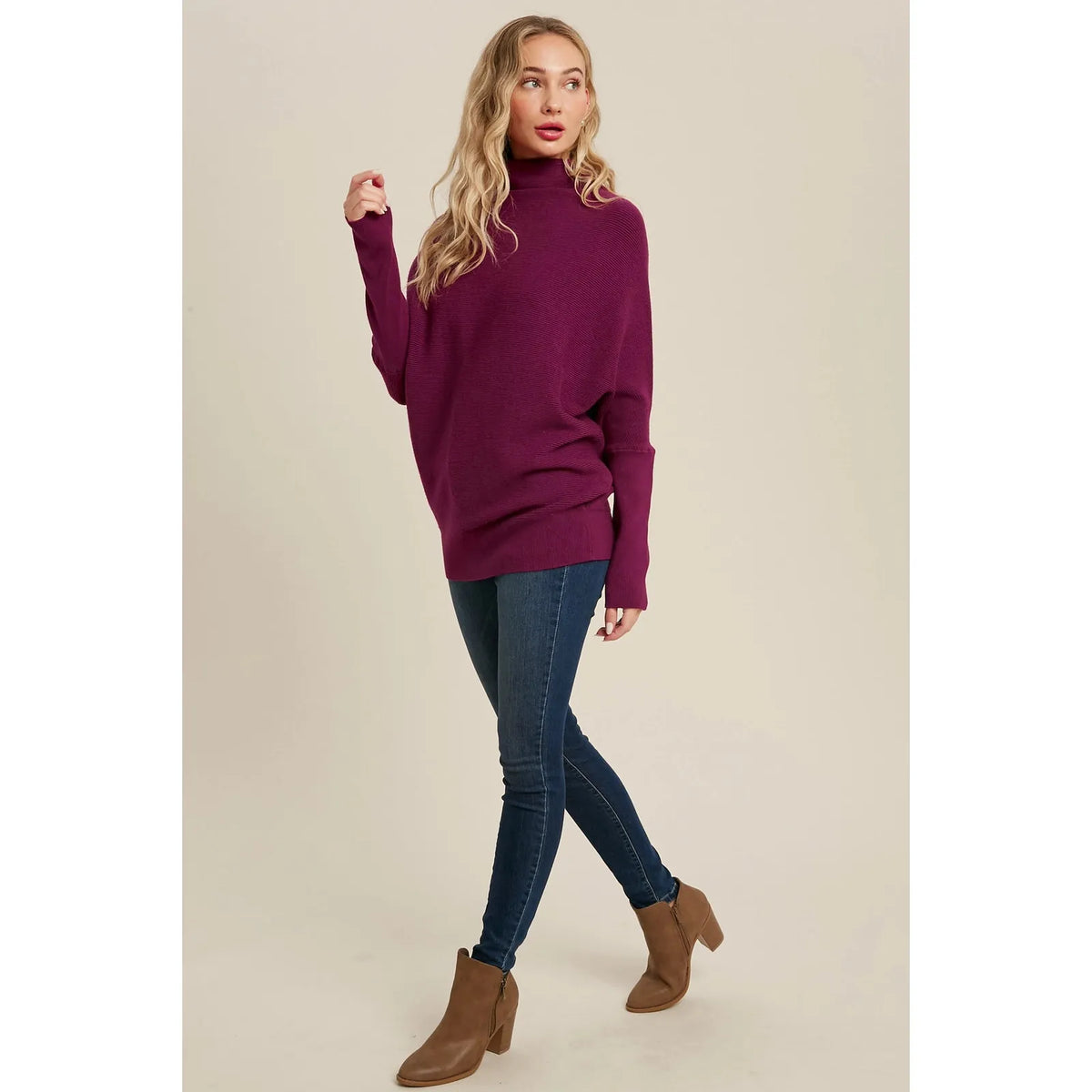 Slouch Dolman Sweater - Red – Muse Social Fashion House