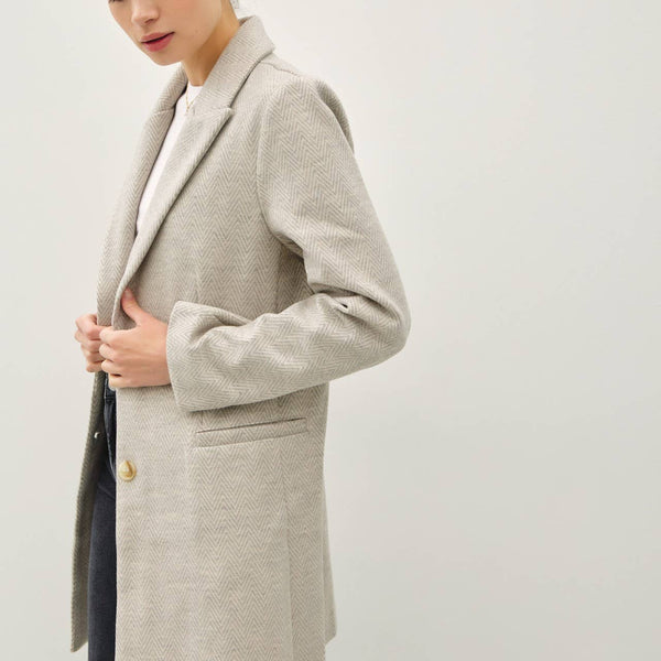 Light Chevron Pattern Double Button Coat