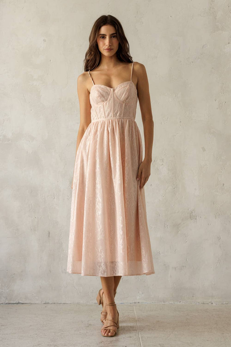 Lace Bustier Midi Dress