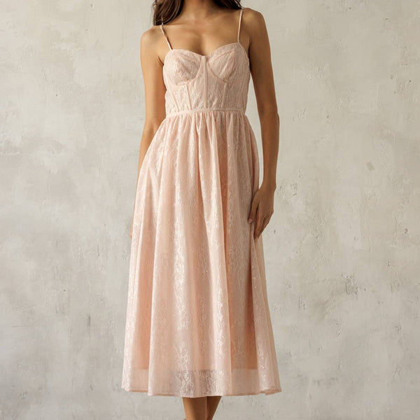 Lace Bustier Midi Dress