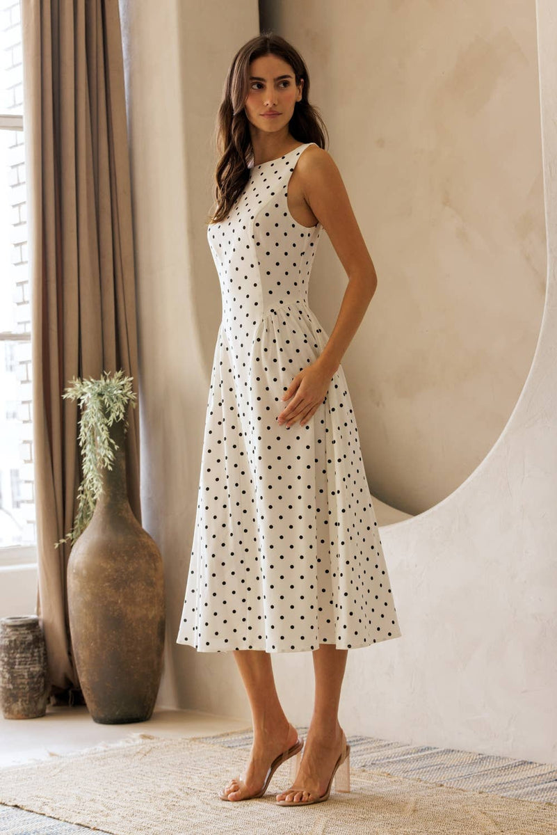 Polka Dot Fit & flare Midi Dress