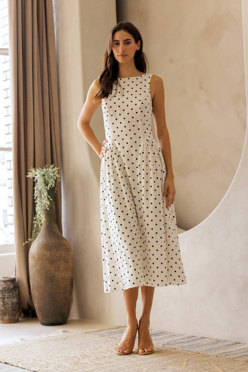 Polka Dot Fit & flare Midi Dress