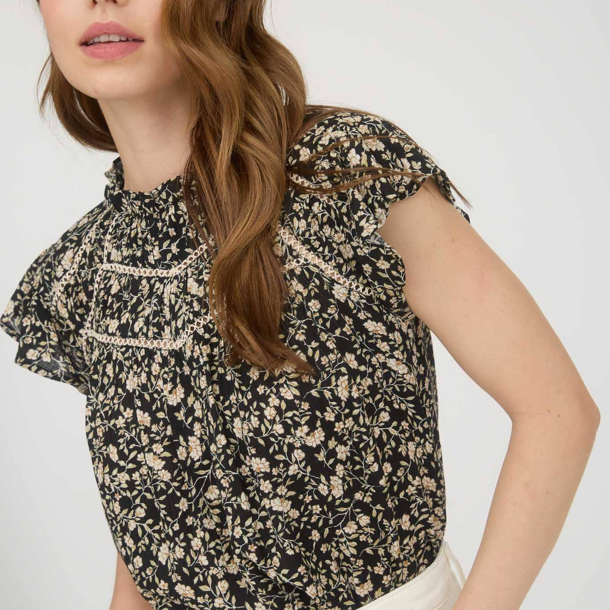 Floral Lace Ruffle Top