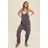 Ribbed knit baggy jumpsuit- womens clothing
