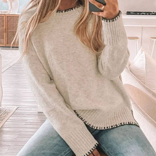 Crewneck Slit  Sweater