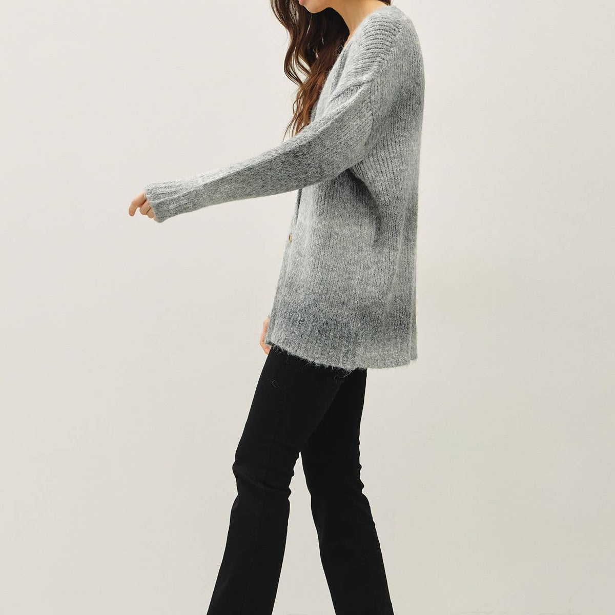 Tonal Gradient Oversized Wool Cardigan