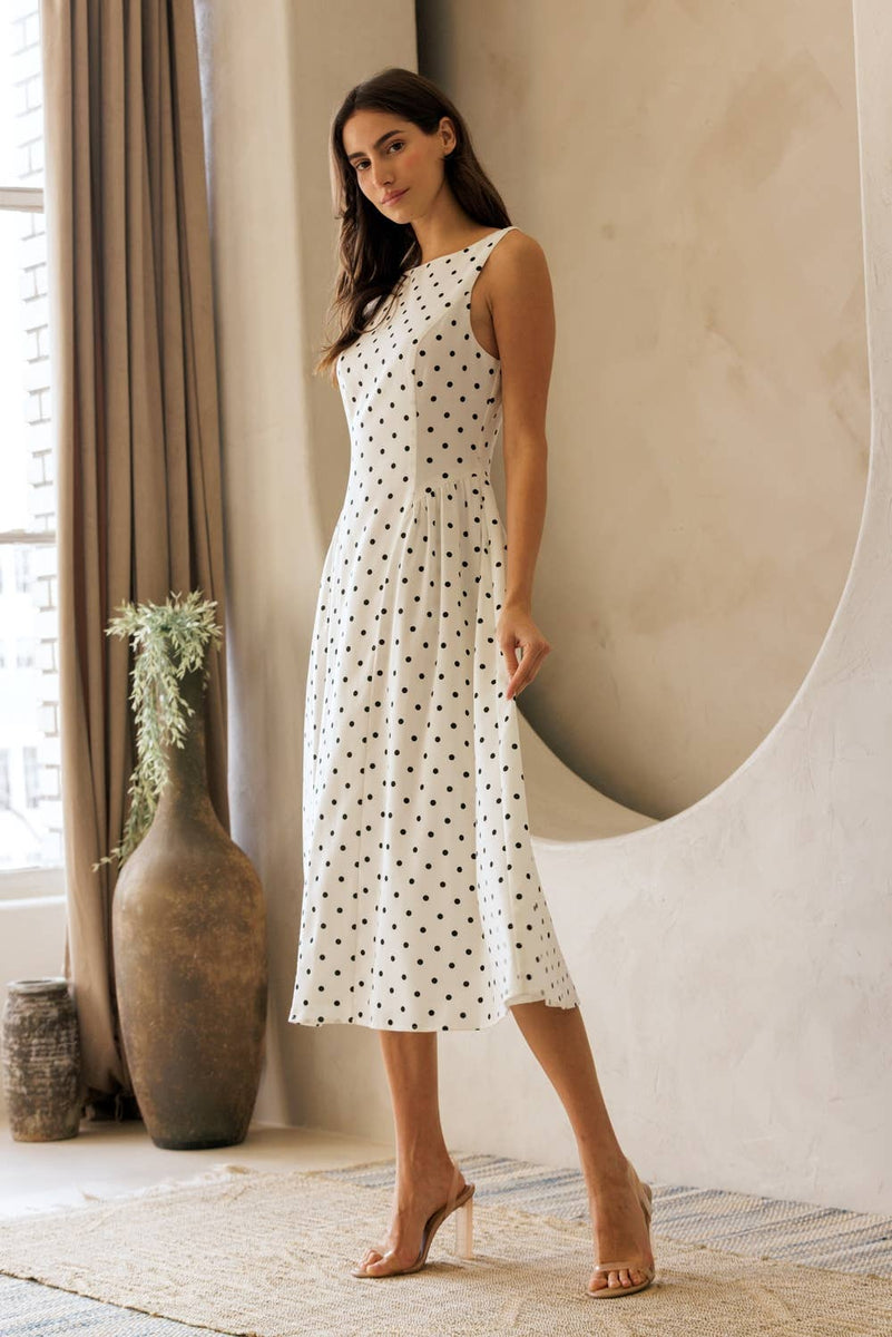 Polka Dot Fit & flare Midi Dress