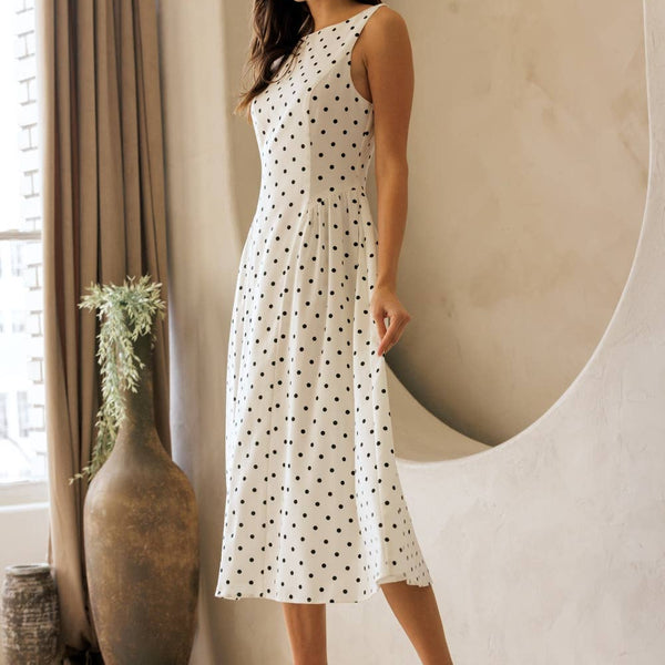 Polka Dot Fit & flare Midi Dress