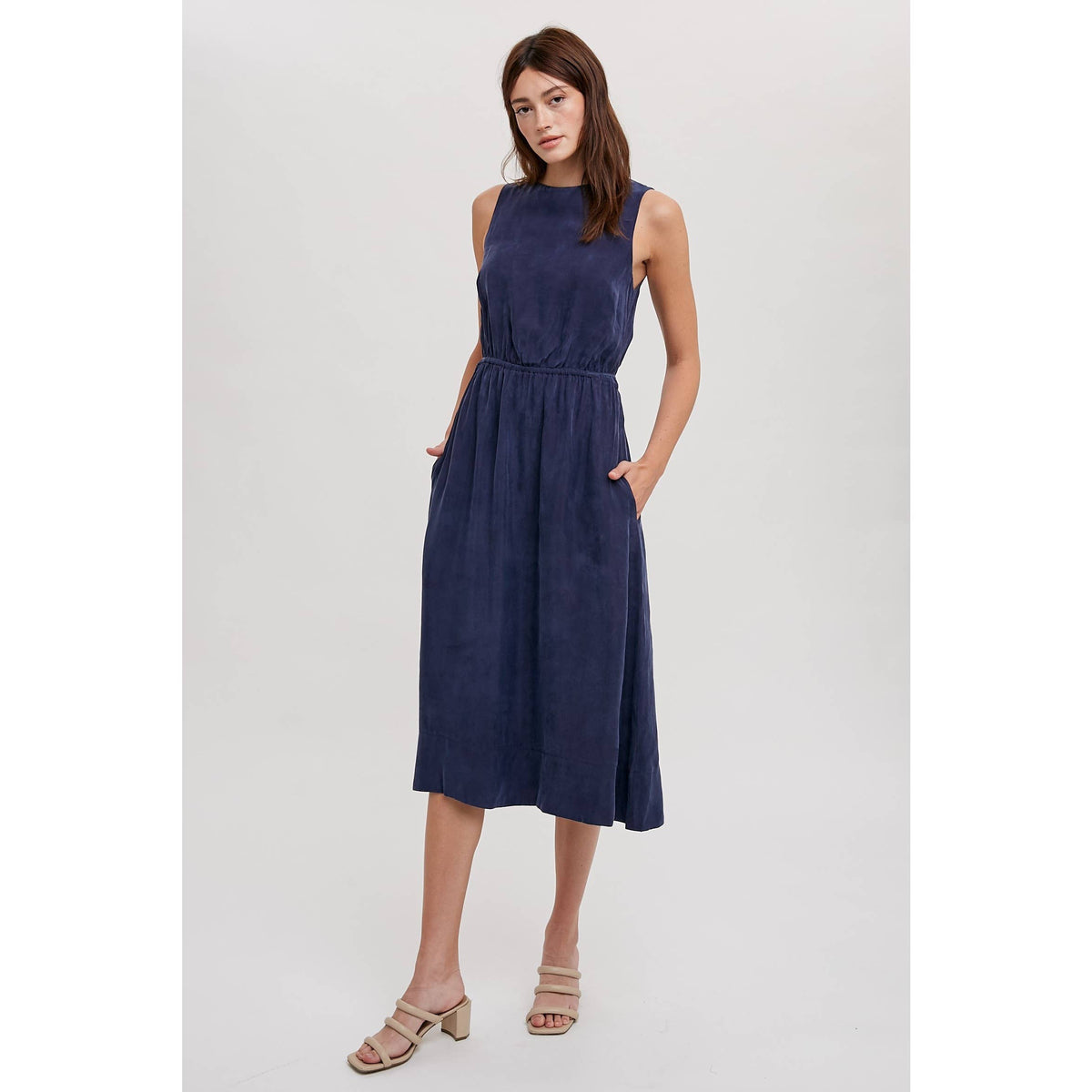 Sandwash Tie Detail Midi Dress