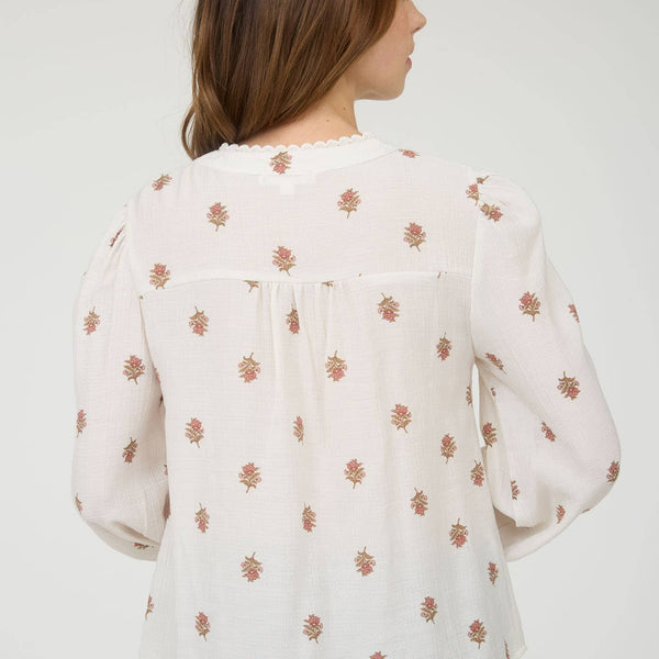 Floral Scallop Trim Long Sleeve