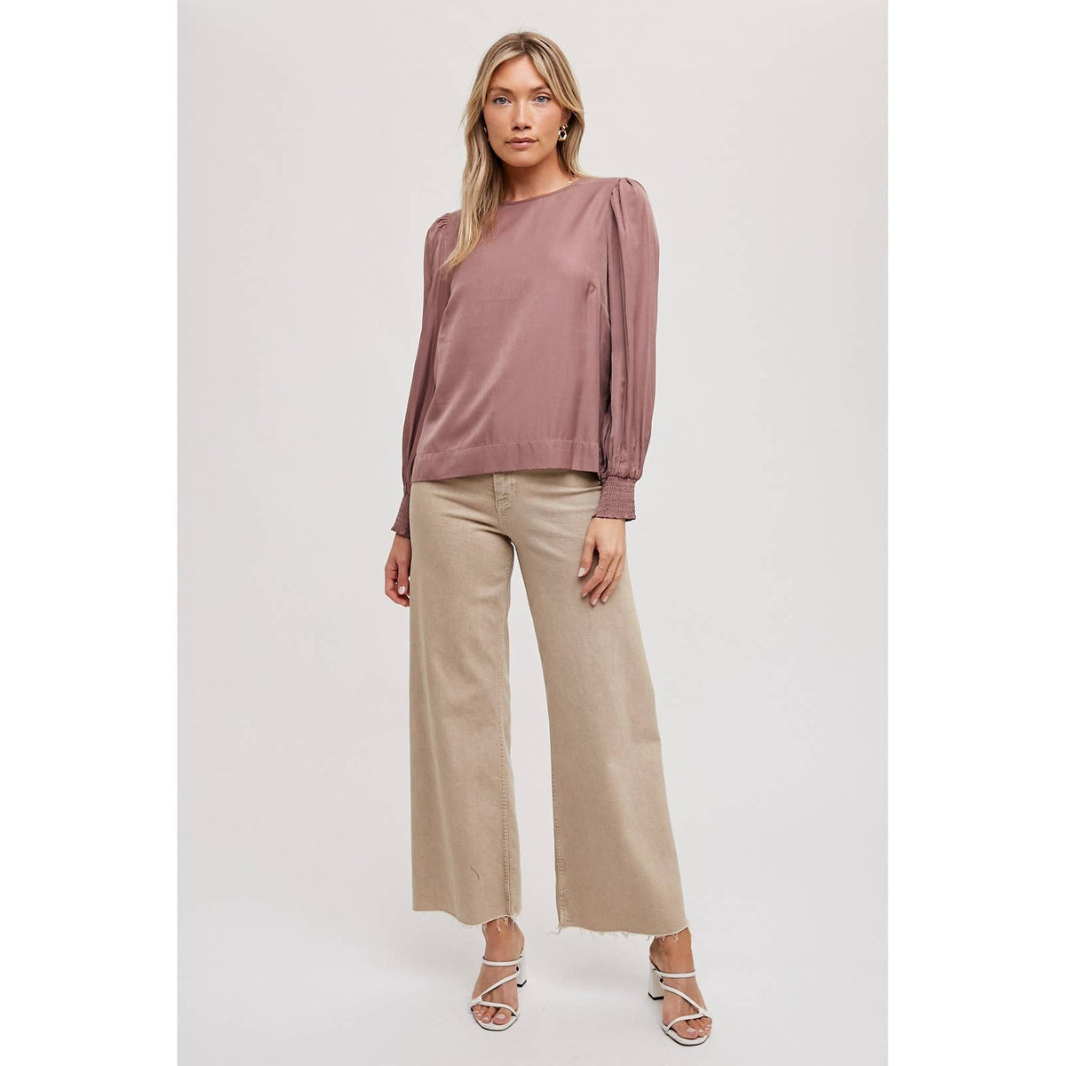 Satin Smock Cuff Blouse