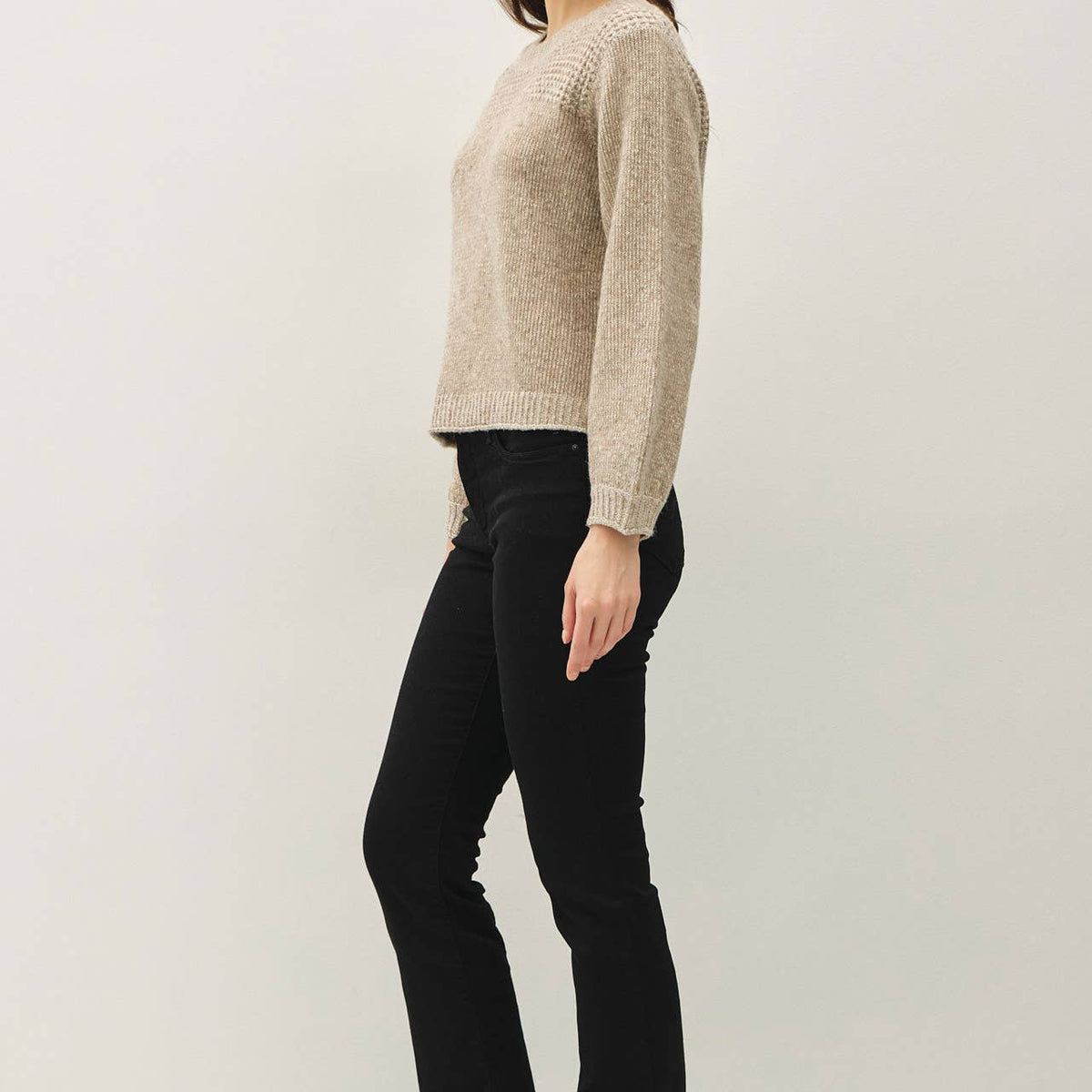Textured Knit Crewneck Sweater