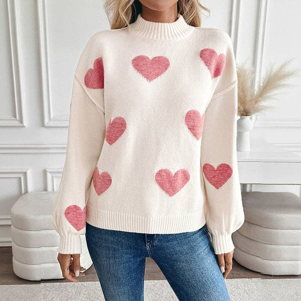 Valentine's Day Sweater | Pink Heart Knit Pullover
