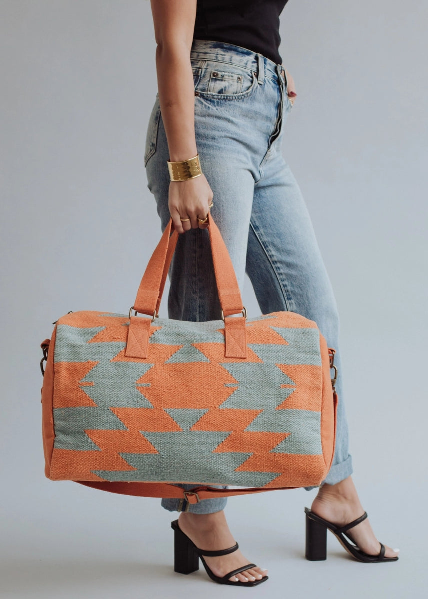 Slate & Orange Aztec Duffel