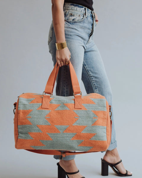 Slate & Orange Aztec Duffel
