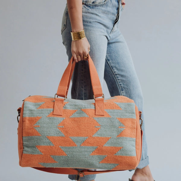 Slate & Orange Aztec Duffel