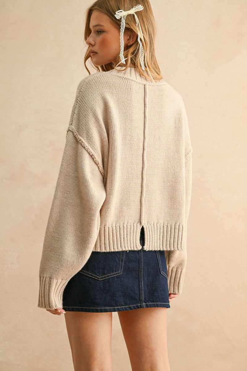 Paneled & Slit Detail Sweater Top