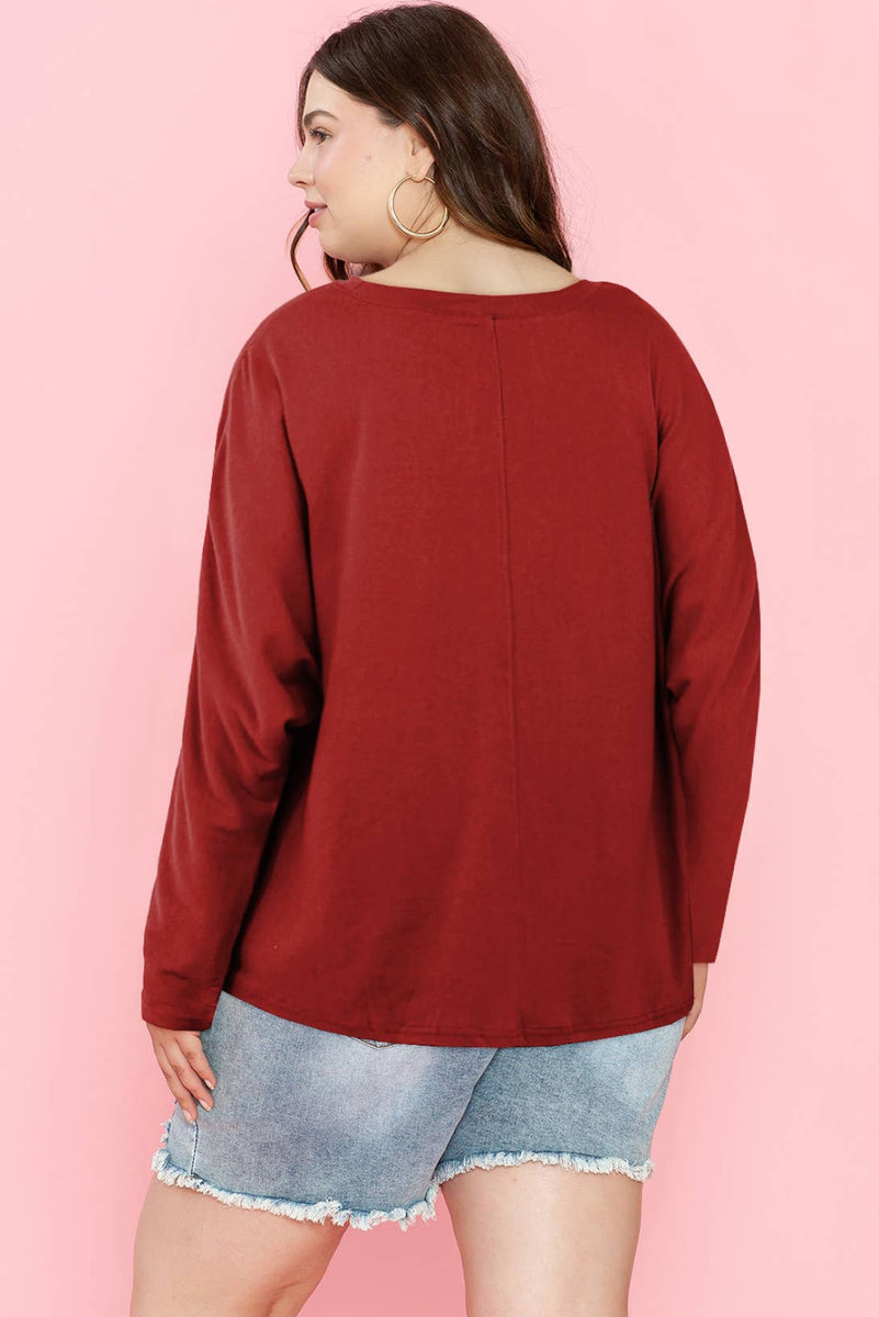 Casual Basic Solid Long Sleeve - Curvy