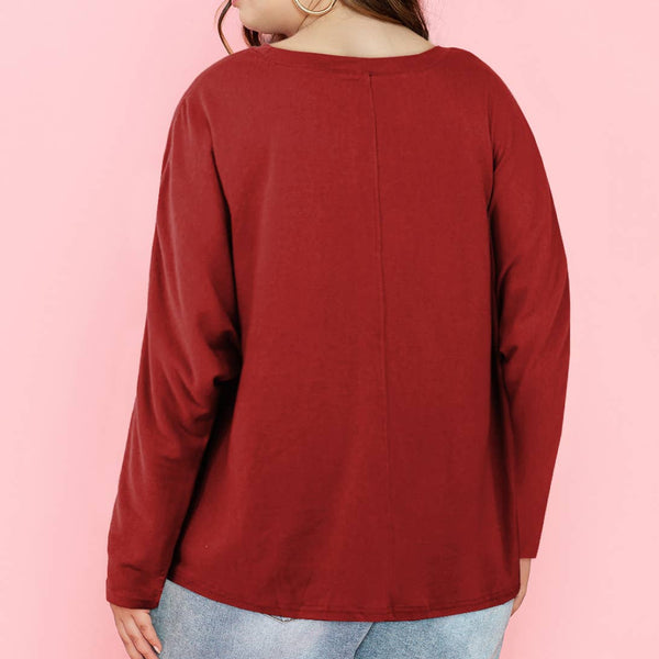 Casual Basic Solid Long Sleeve - Curvy