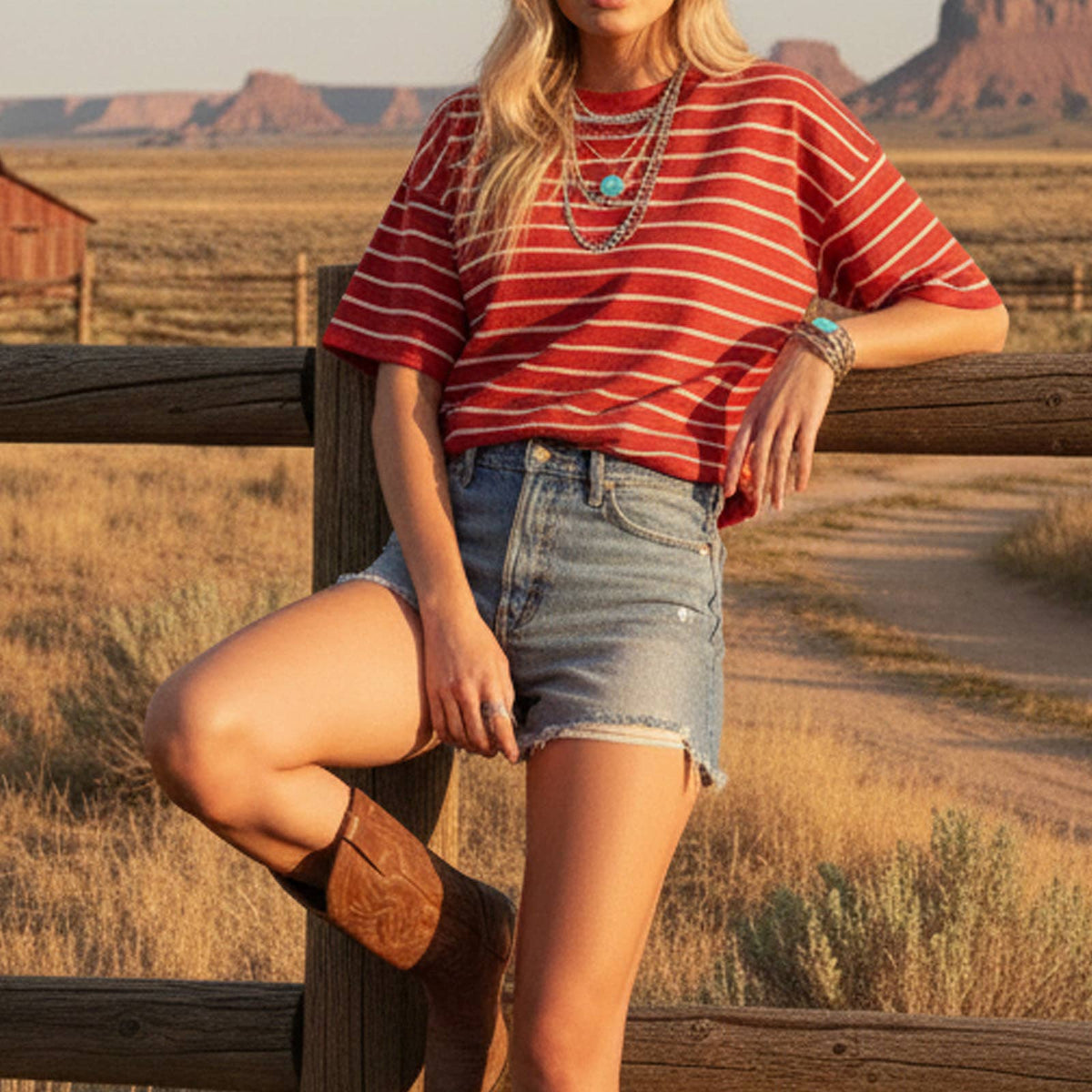 Samantha Striped Knit Short Sleeve Top