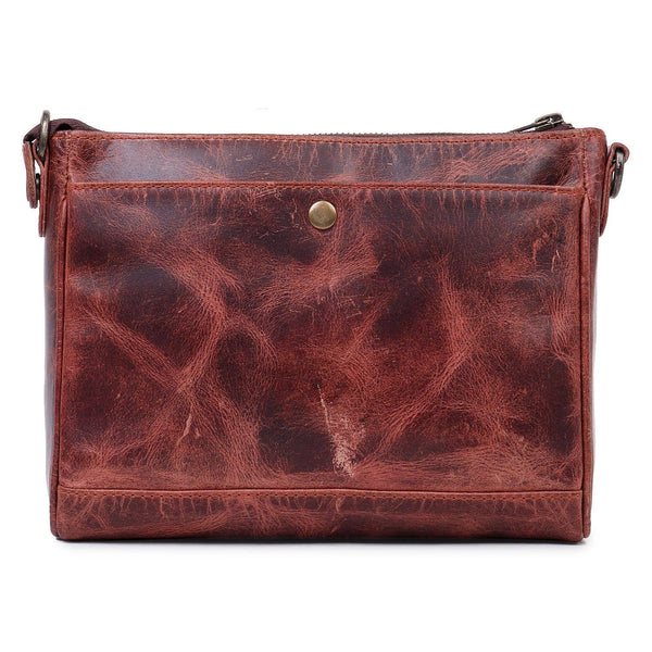 Rustic Leather Women's Clutch Bag - Cherry