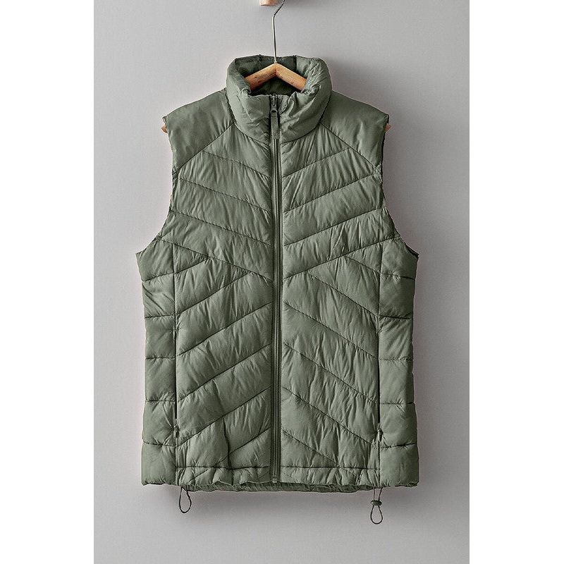 High Neck Zip Up Quilted Puffer Vests