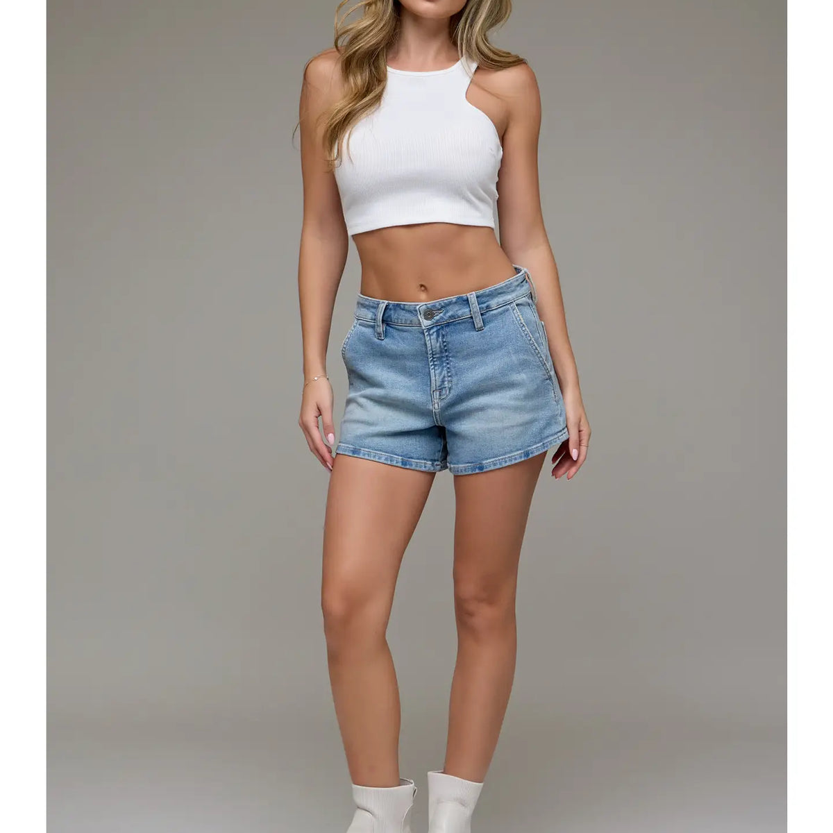 Finn Medium Light High Rise Stretch Shorts- Hidden