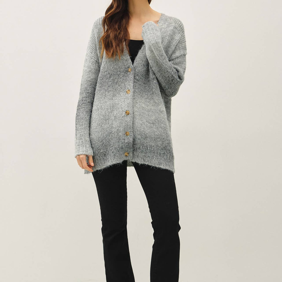 Tonal Gradient Oversized Wool Cardigan
