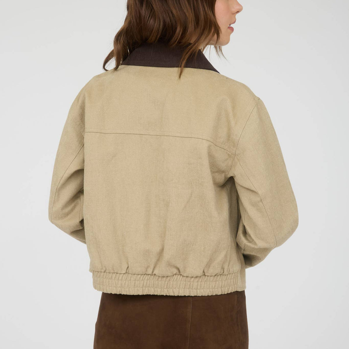 Corduroy Collar Zip-up Jacket