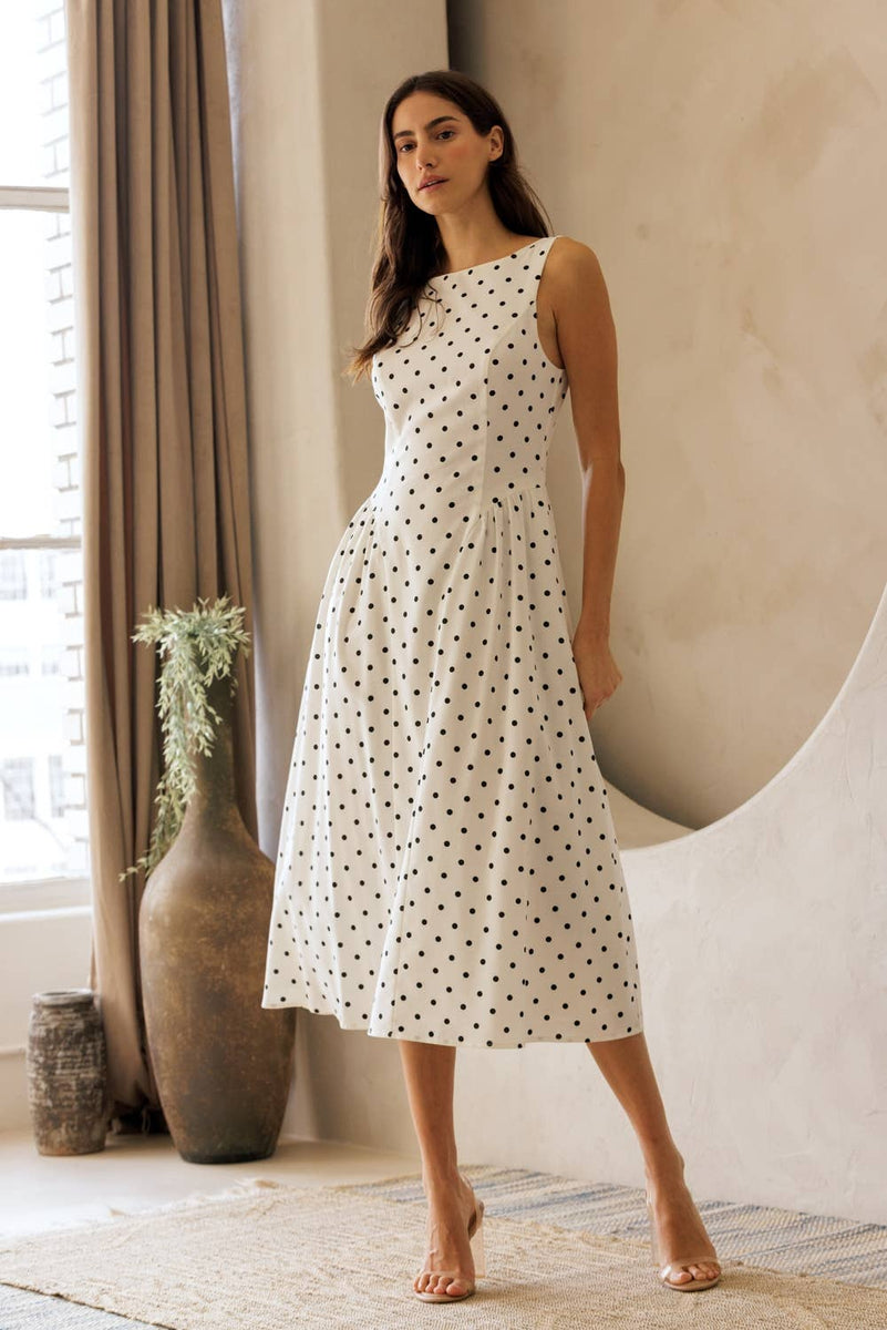 Polka Dot Fit & flare Midi Dress