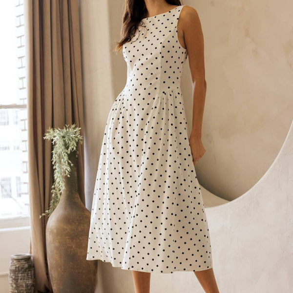 Polka Dot Fit & flare Midi Dress