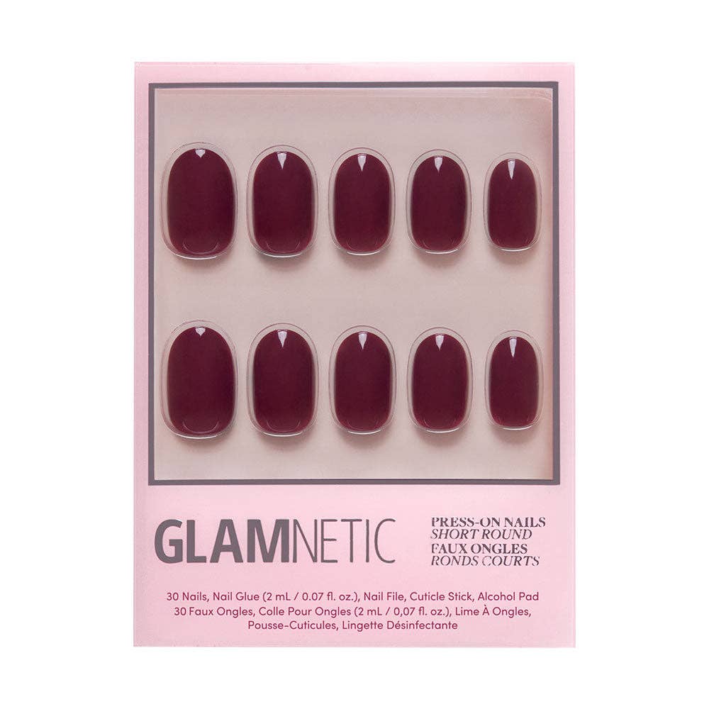 Glamnetic - Berry Maroon Press-On Nails | Fall Solids | Short Round