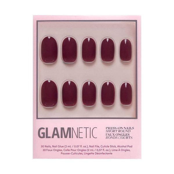Glamnetic - Berry Maroon Press-On Nails | Fall Solids | Short Round