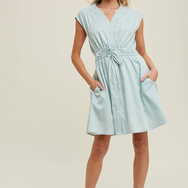 Natasha Striped Mini Shirt Dress