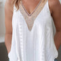 V -Neck Eyelet Lace Tank Top- Curvy