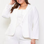 Plus Size Slanted Pocket Long Sleeve Blazer