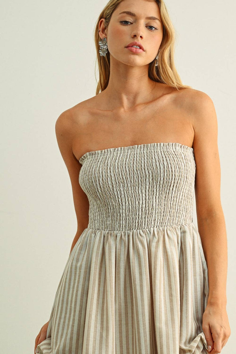 Cotton Striped Smock Maxi Dress